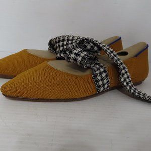 NWT Women's Rothy's Golden Gingham Mary Jane pointed toe flat sz 5